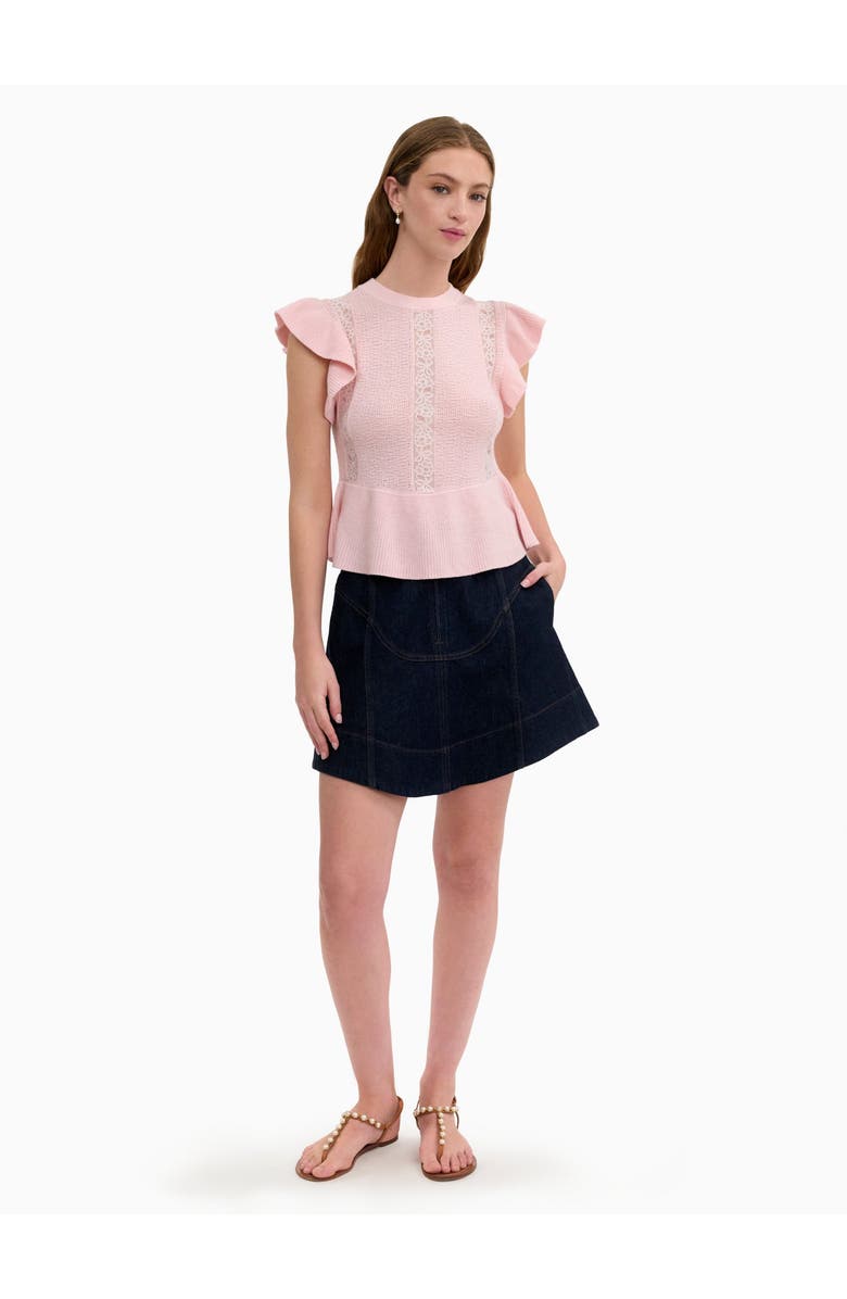 Rebecca Taylor Rhea Lace Knit Sweater, Main, color, Peony Pink