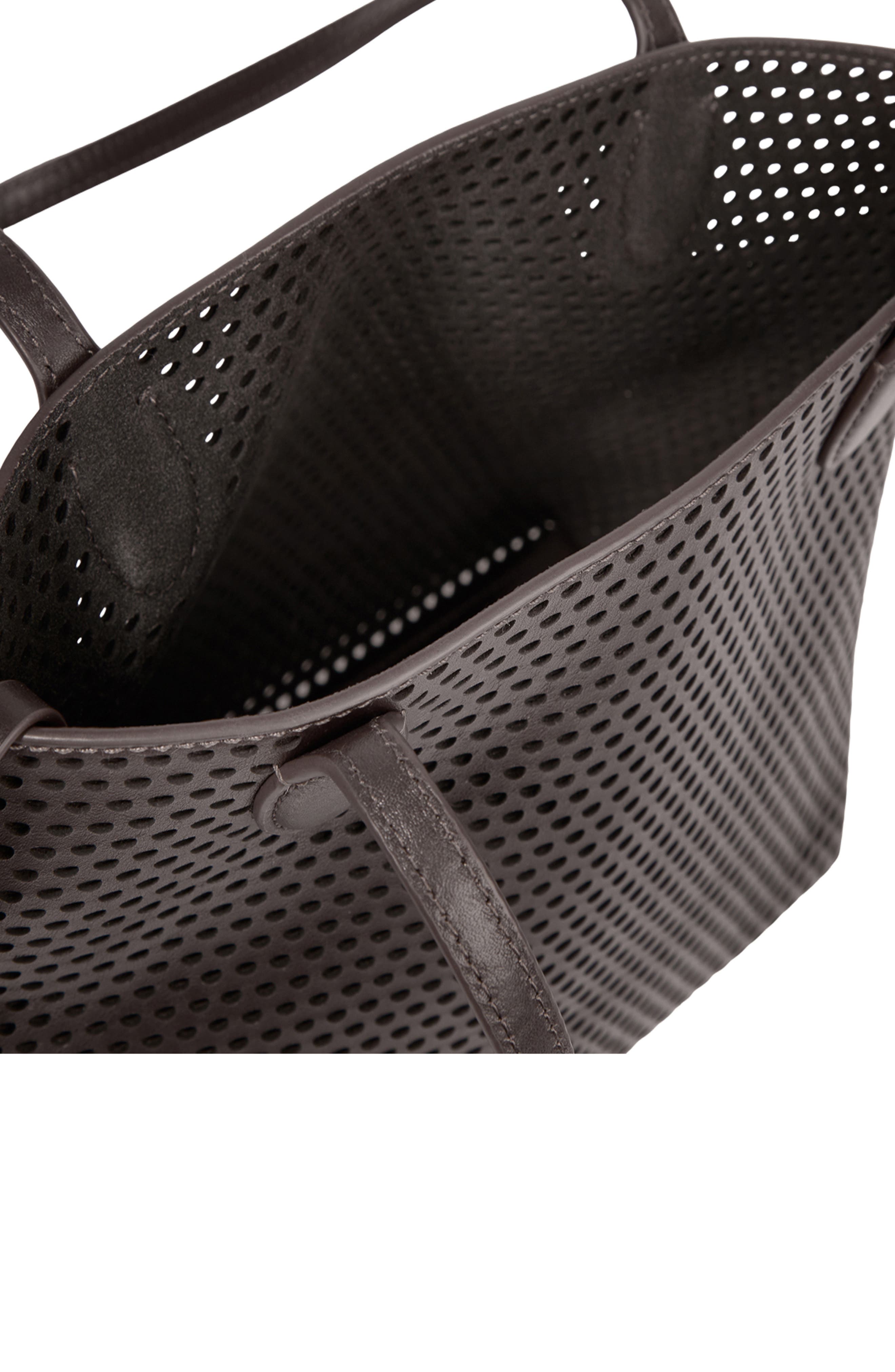 Vince Small Athene Perforated Nappa Leather Tote, Alternate, color, Cacao