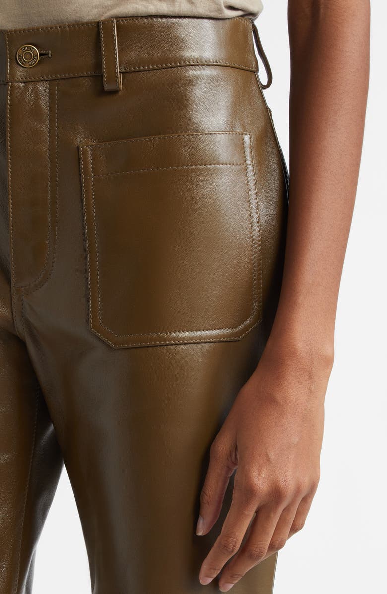 Chloé Ankle Bootcut Leather Pants, Alternate, color, 