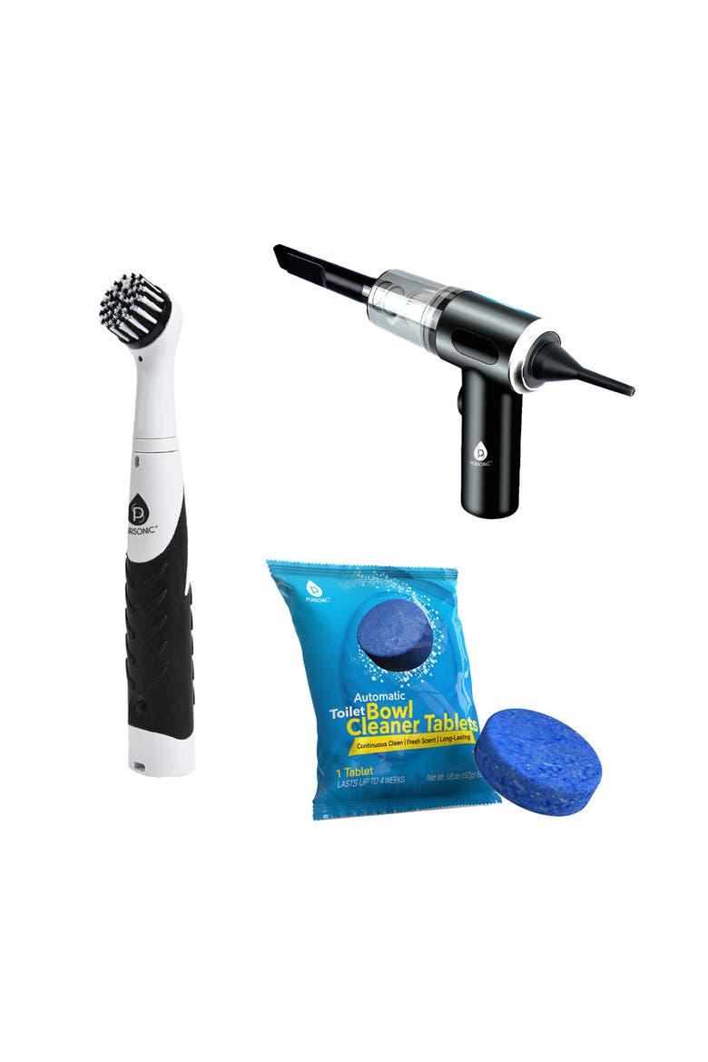 Mini Vacuum & Cordless Power Scrubber & Toilet Tabs, Main, color, Multicolor