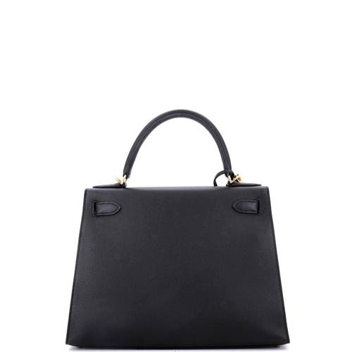 Pre-owned Hermes Hermes Kelly Handbag Black Epsom With Gold Hardware 28 In Black