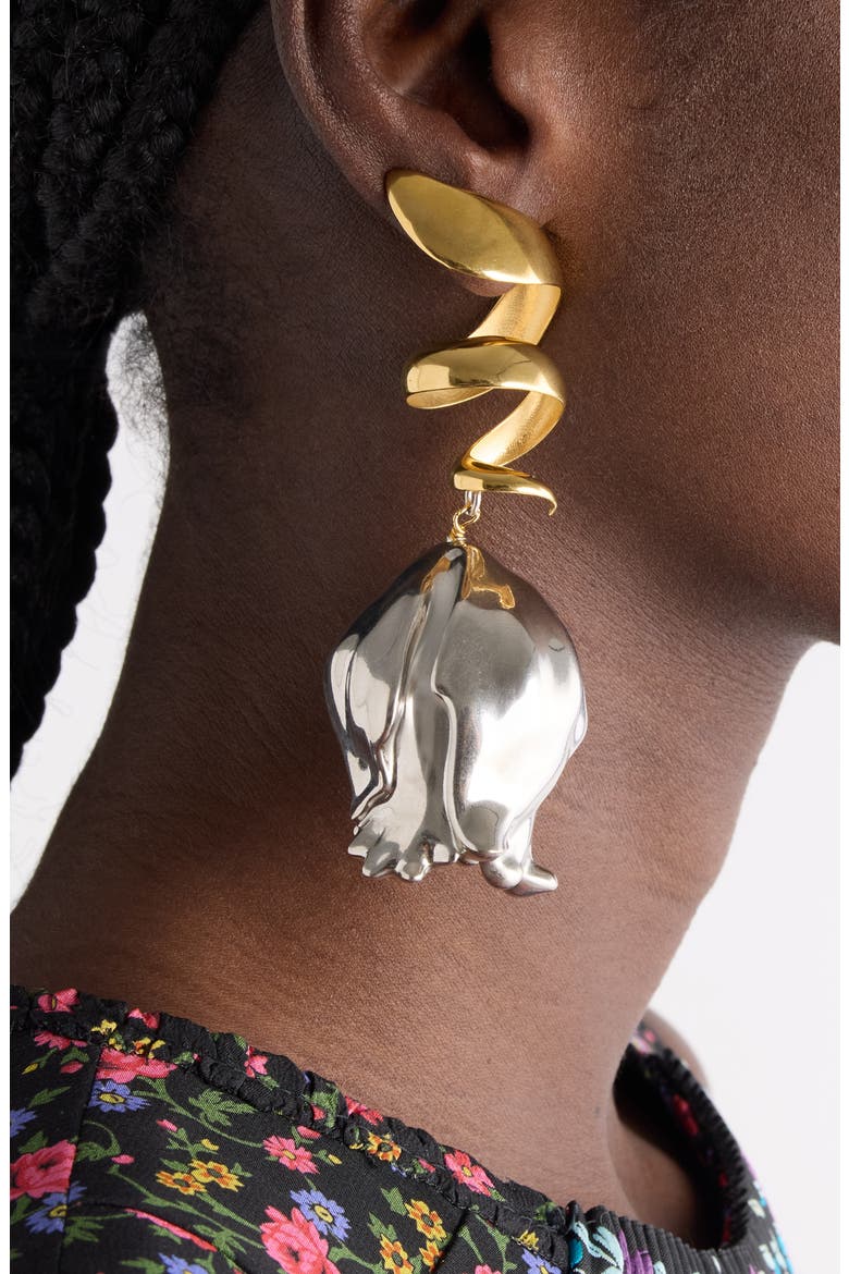 Tulip Drop Earrings, Alternate, color, GOLD - SILVER
