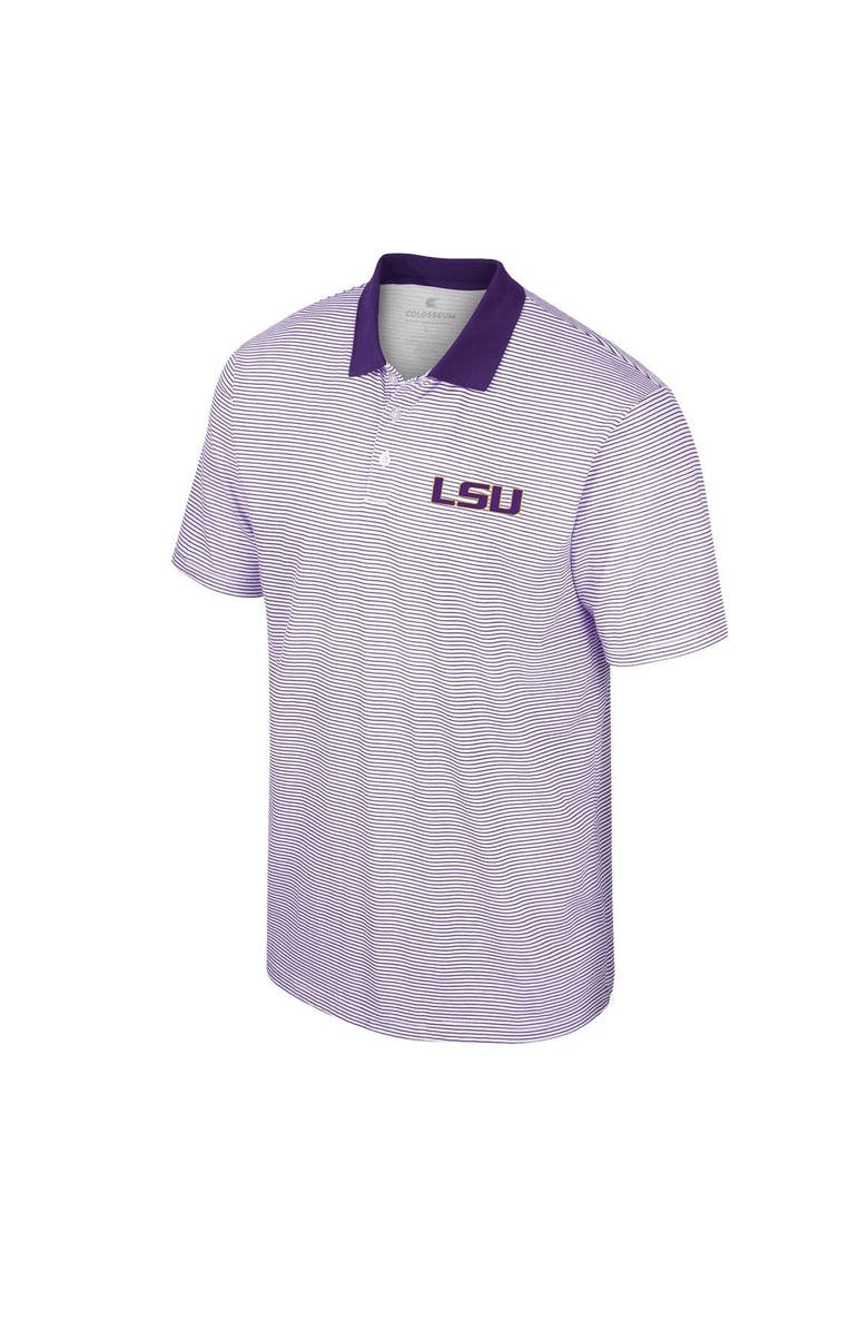 COLOSSEUM Men's Colosseum White LSU Tigers Print Stripe Polo, Alternate, color, 