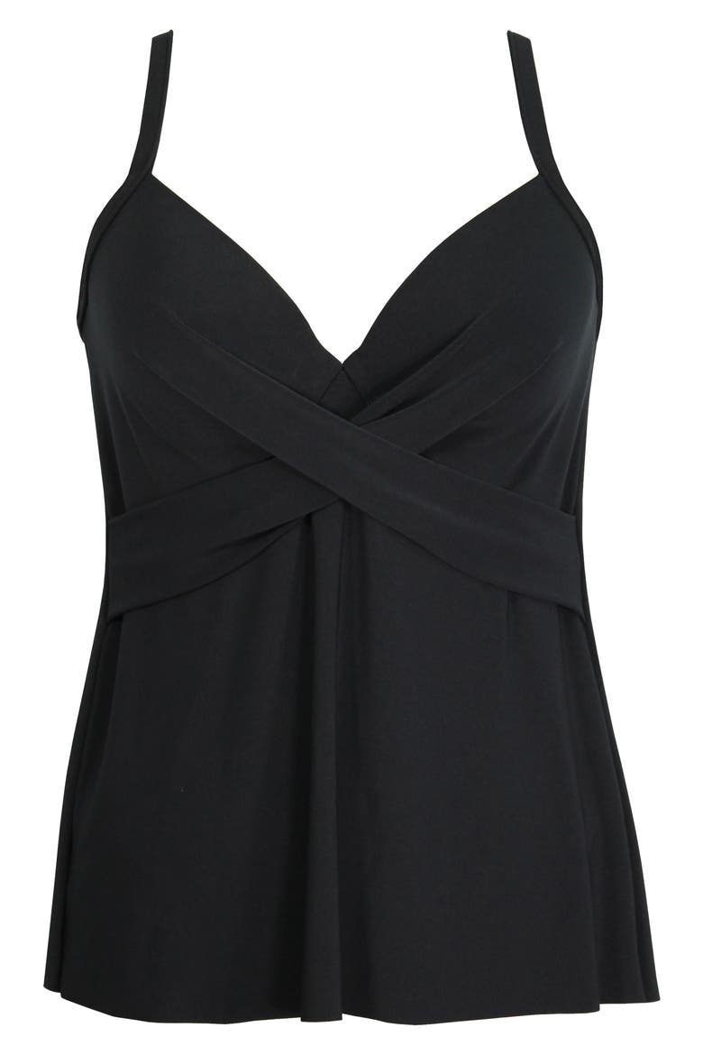 Allura Rock Solid Crisscross Tankini Top, Alternate, color, BLACK