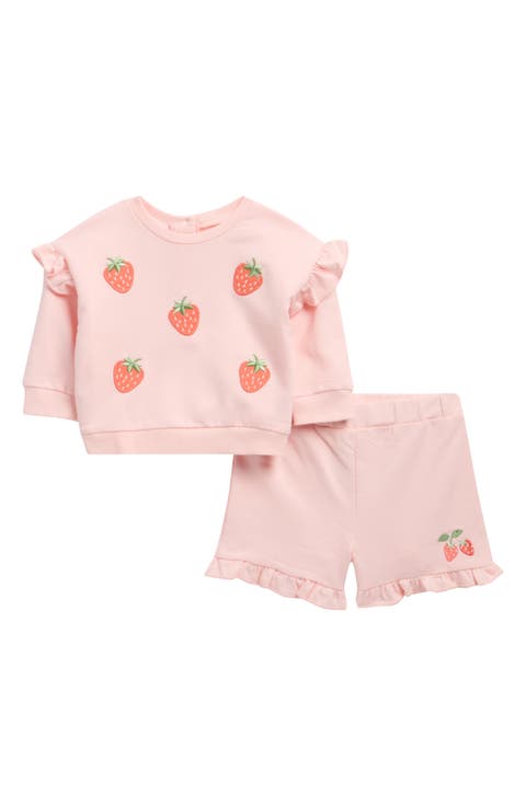 Kids' Strawberry Frill Sweatshirt & Shorts Set (Toddler)