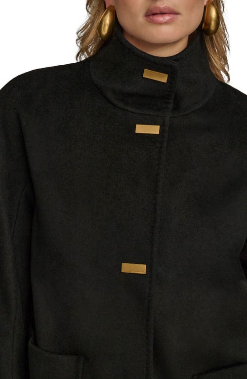 Donna Karan New York Convertible Collar Wool Blend Coat In Black
