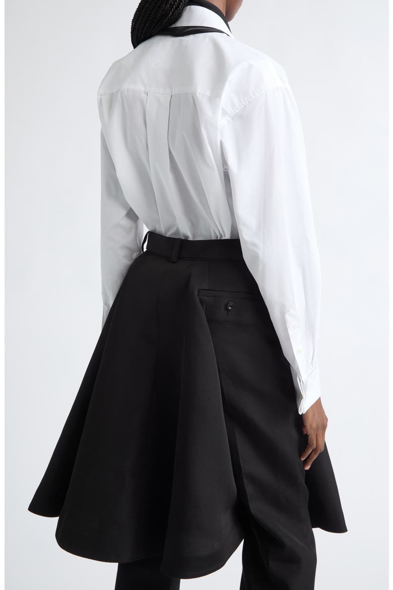 Poplin Button-Up Shirt with Satin Tie, Alternate, color, OFF WHITE