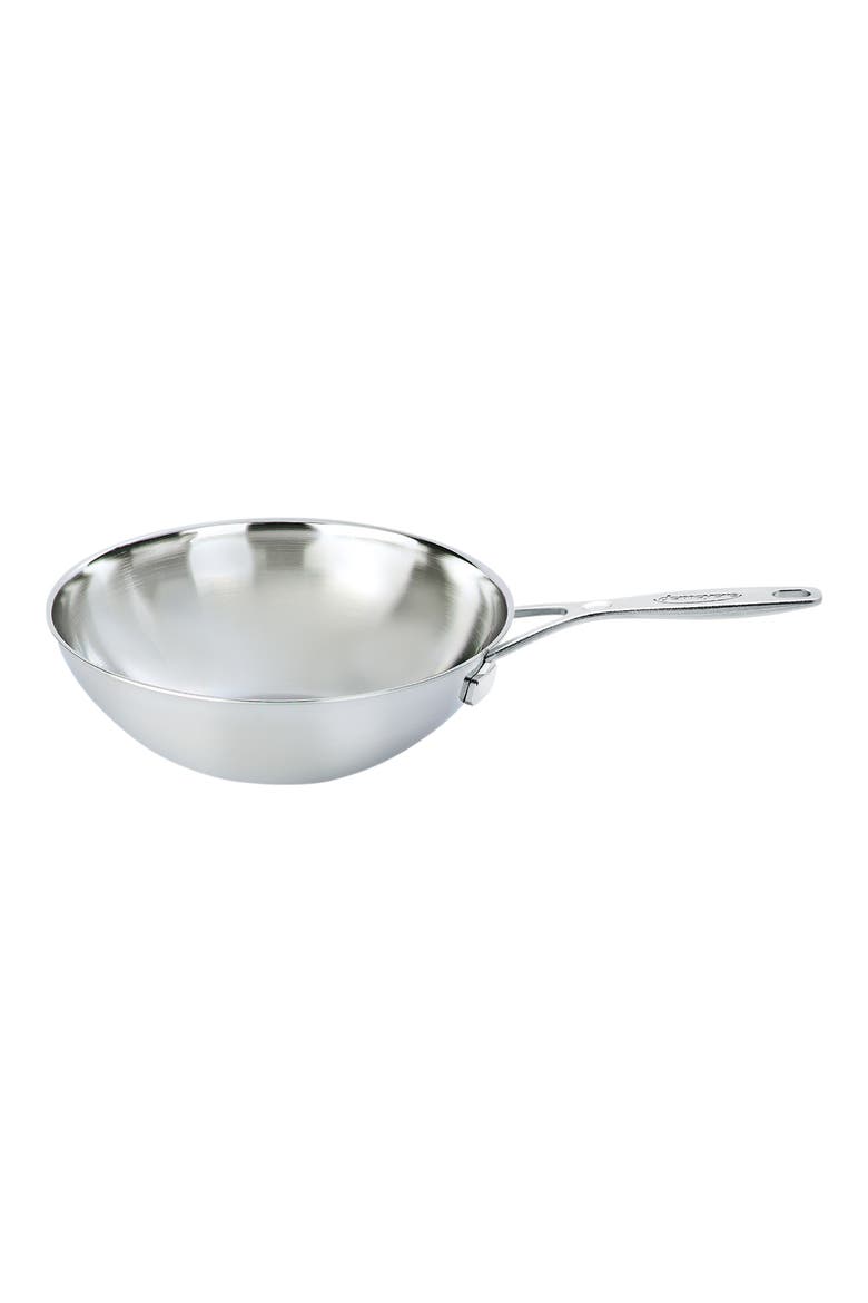 5-Ply 5-Quart Stainless Steel Flat Base Wok, Main, color, SILVER
