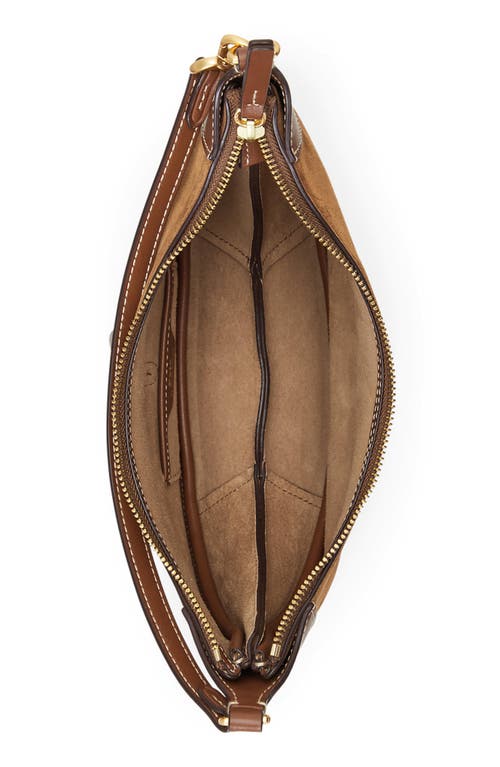 Polo Ralph Lauren Mini Suede & Leather Shoulder Bag In Brown