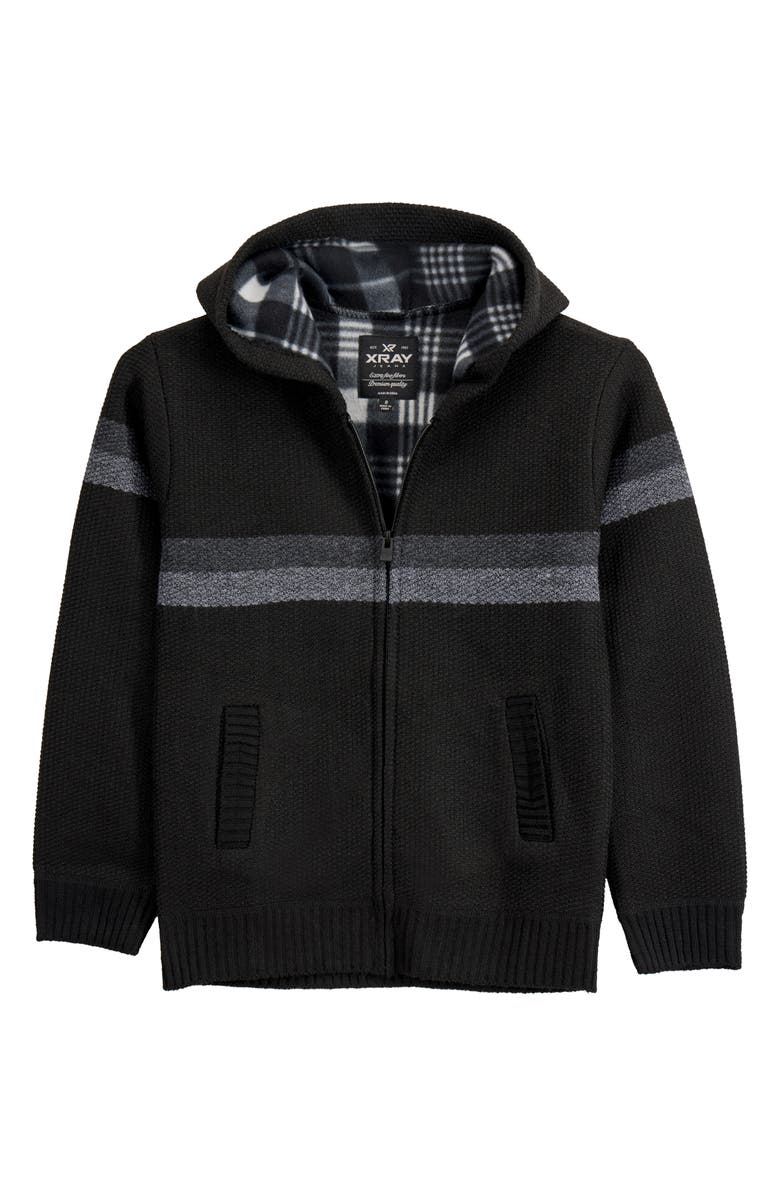 XRAY Kids' Stripe Full Zip Hoodie, Main, color, Black/Charcoal