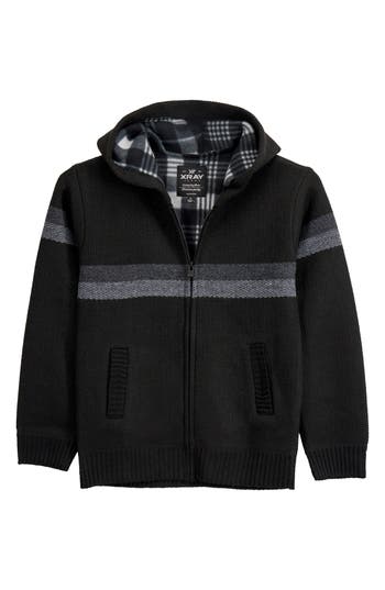 X-ray Xray Kids' Stripe Full Zip Hoodie In Black