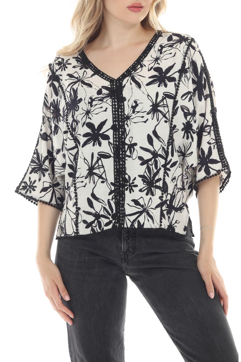 Floral Wide Sleeve Top, Main, color, IVORY MULTI