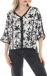 RAIN AND ROSE Floral Wide Sleeve Top