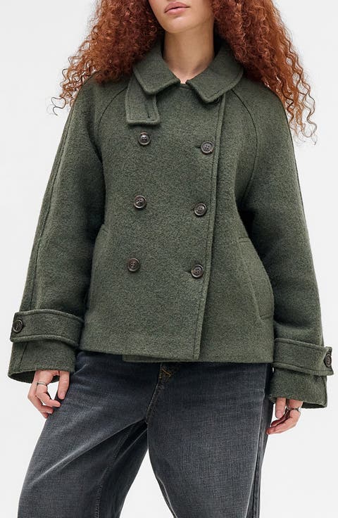 Double Breasted Wool Blend Coat