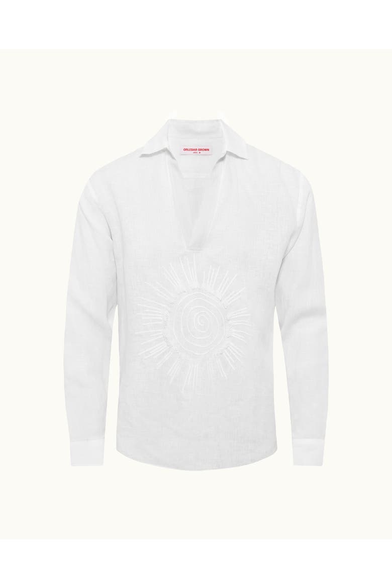Ridley Embroidery Relaxed Fit Linen Sunshine Embroidery Shirt, Alternate, color, White