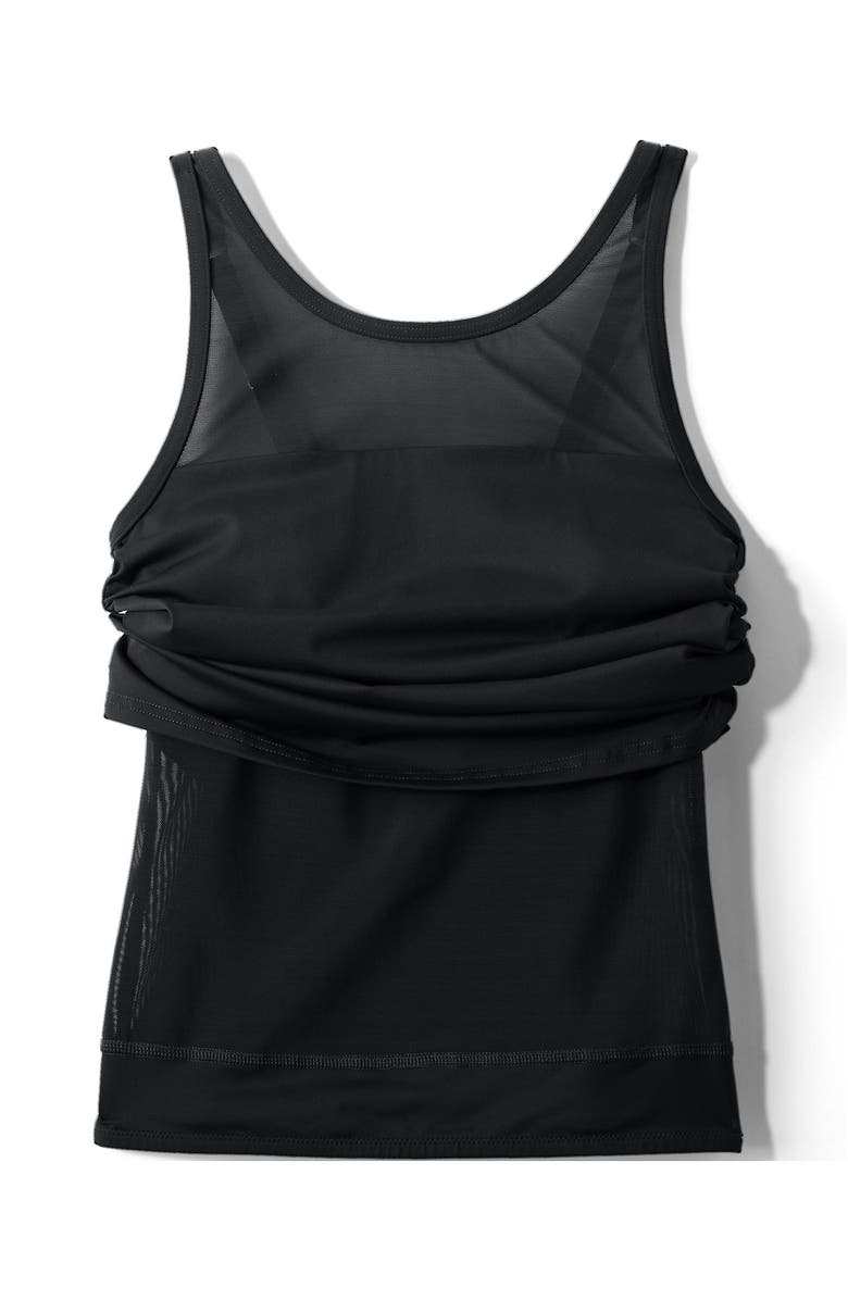 Lands' End Chlorine Resistant Smoothing Control High Neck Tankini Swimsuit Top, Alternate, color, Black