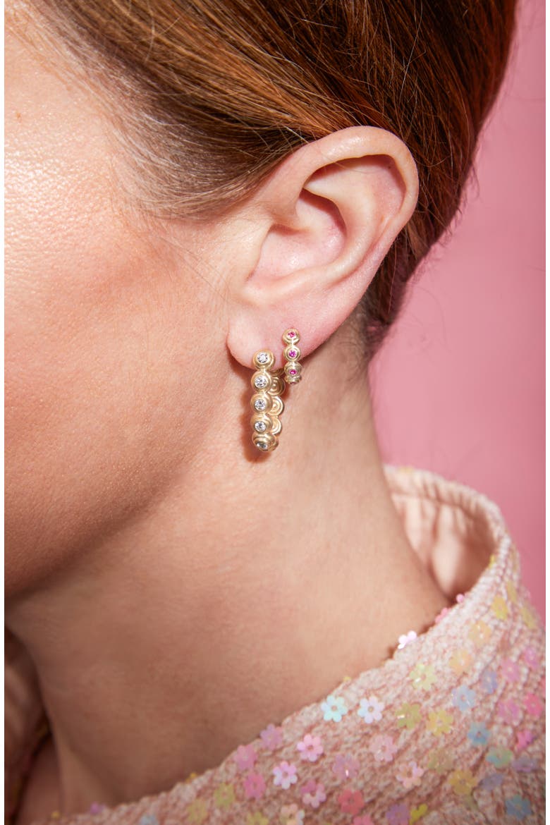 Evolve Oval Hoop Earring, Alternate, color, Pink Sapphire- Gold