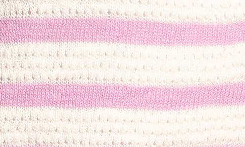 Thread & Supply Elfie Stripe Short Sleeve Cotton Blend Sweater In White