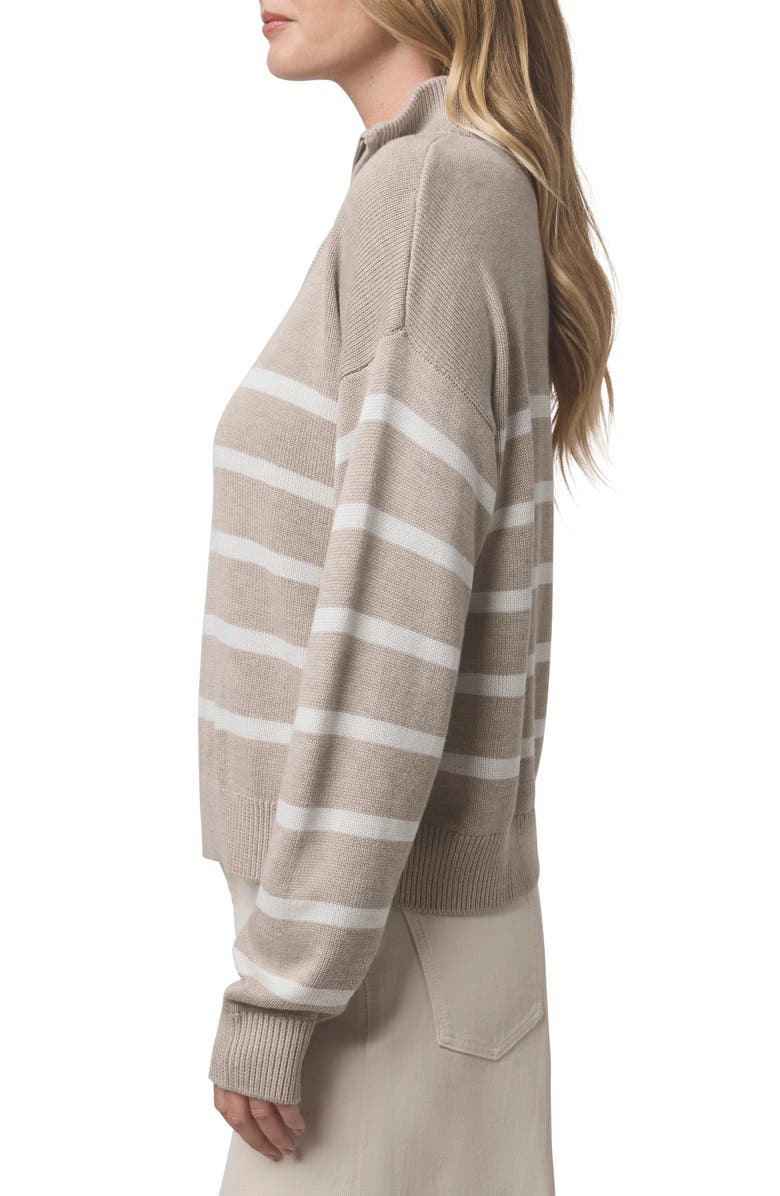 Splendid Georgie Stripe Oversize Quarter Zip Sweater, Alternate, color, Lt Cedr Htr/Pok