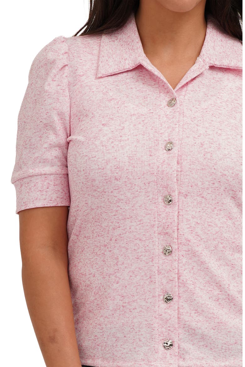 Puff Sleeve Button Front Shirt, Alternate, color, PINK LEMONADE