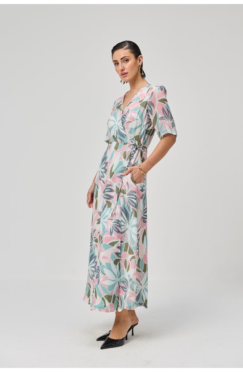 Reistor Abstract Floral Wrap Maxi Dress, Alternate, color, Coastal Bloom