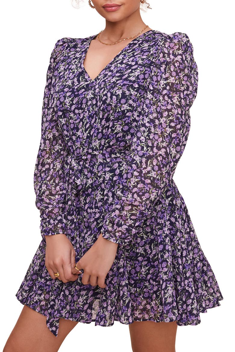 Desiree Floral Long Sleeve Minidress, Alternate, color, NAVY PURPLE MULTI FLORAL