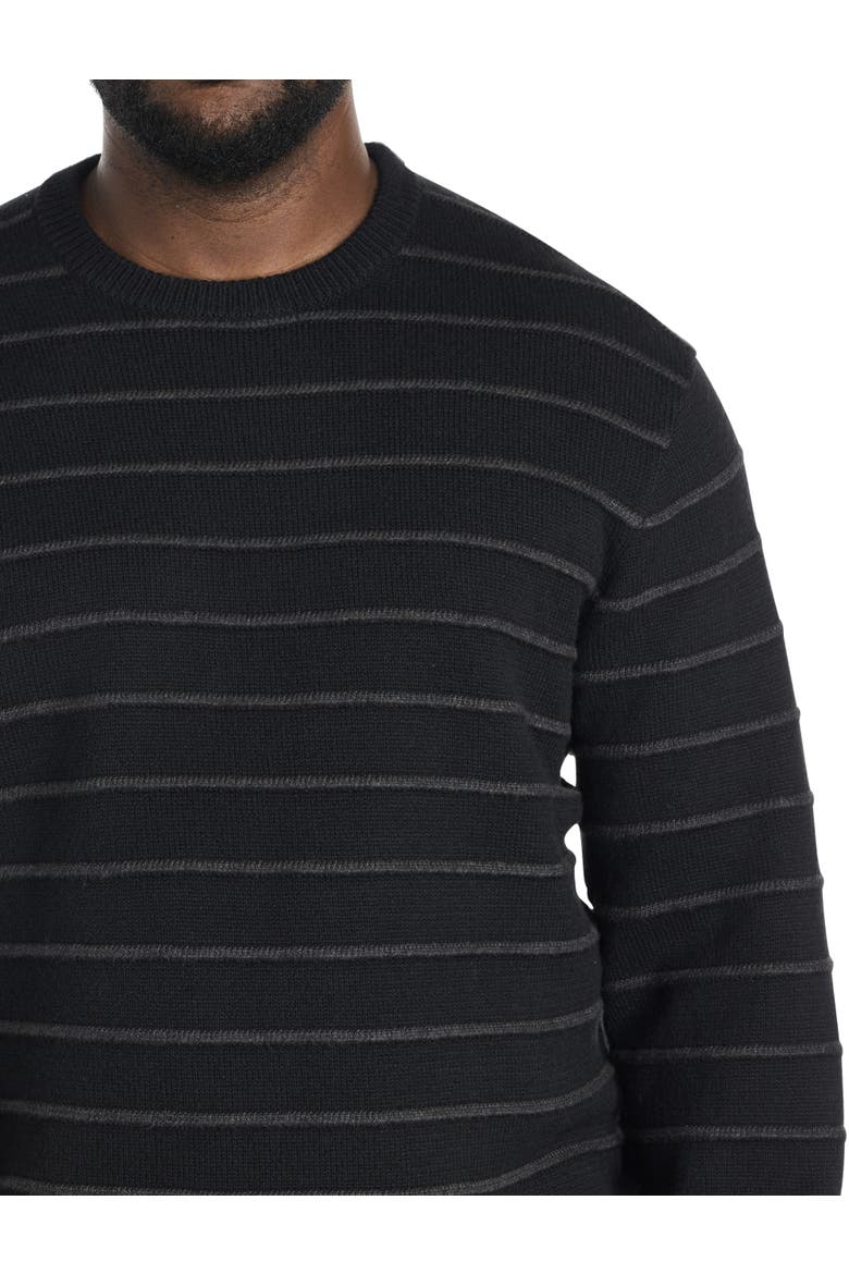Big & Tall Textured Stripe Crewneck Sweater, Alternate, color, BLACK