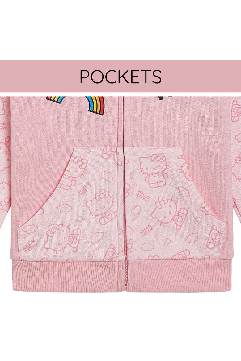 Hooded Ears Fleece Zip-Up Hoodie, Alternate, color, Hello Kitty Pink