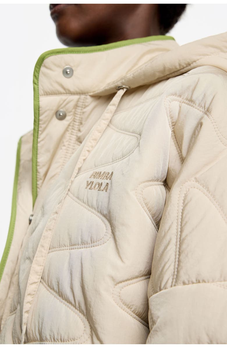 Bimba y Lola Short Padded Jacket Hood, Alternate, color, Ivory