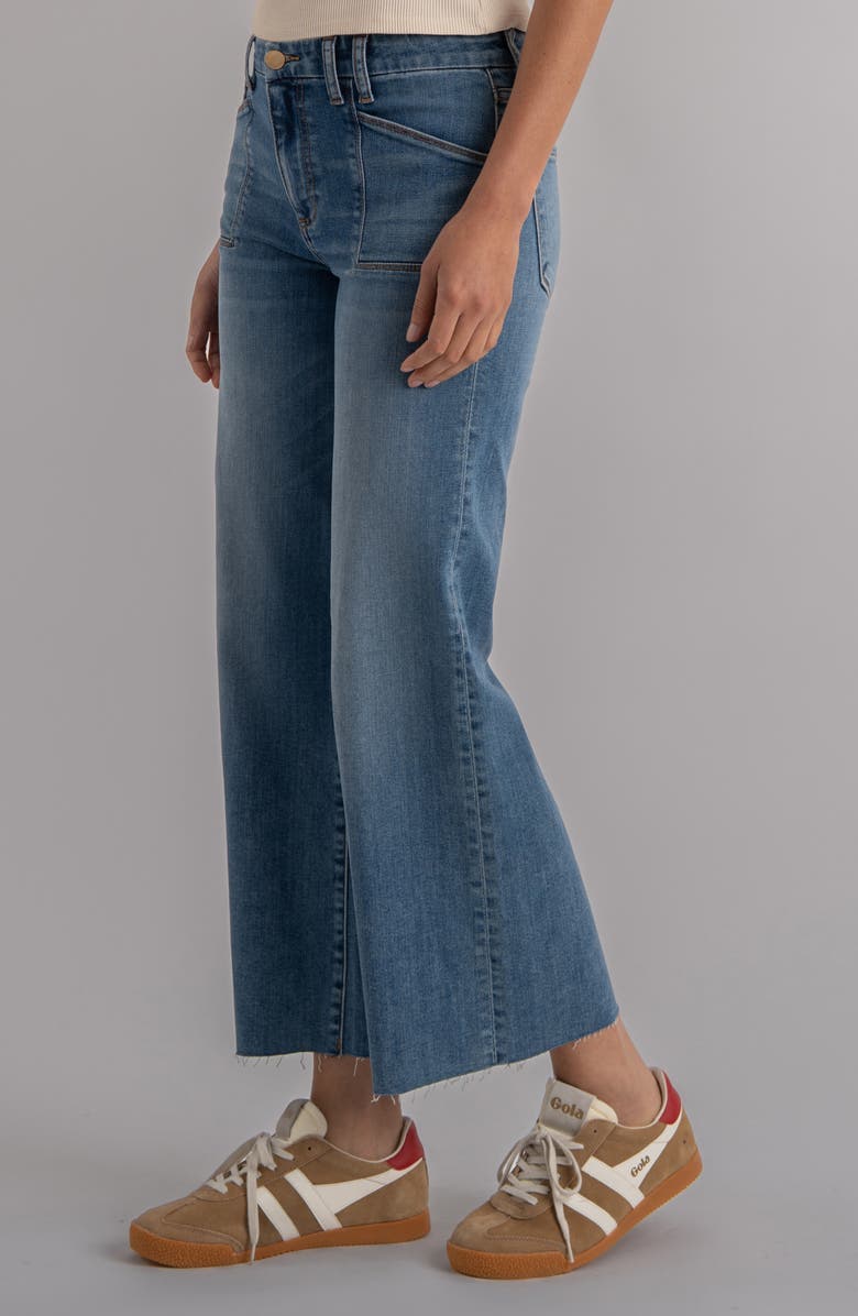 KUT from the Kloth Meg Raw Hem High Waist Ankle Wide Leg Jeans, Alternate, color, Earn