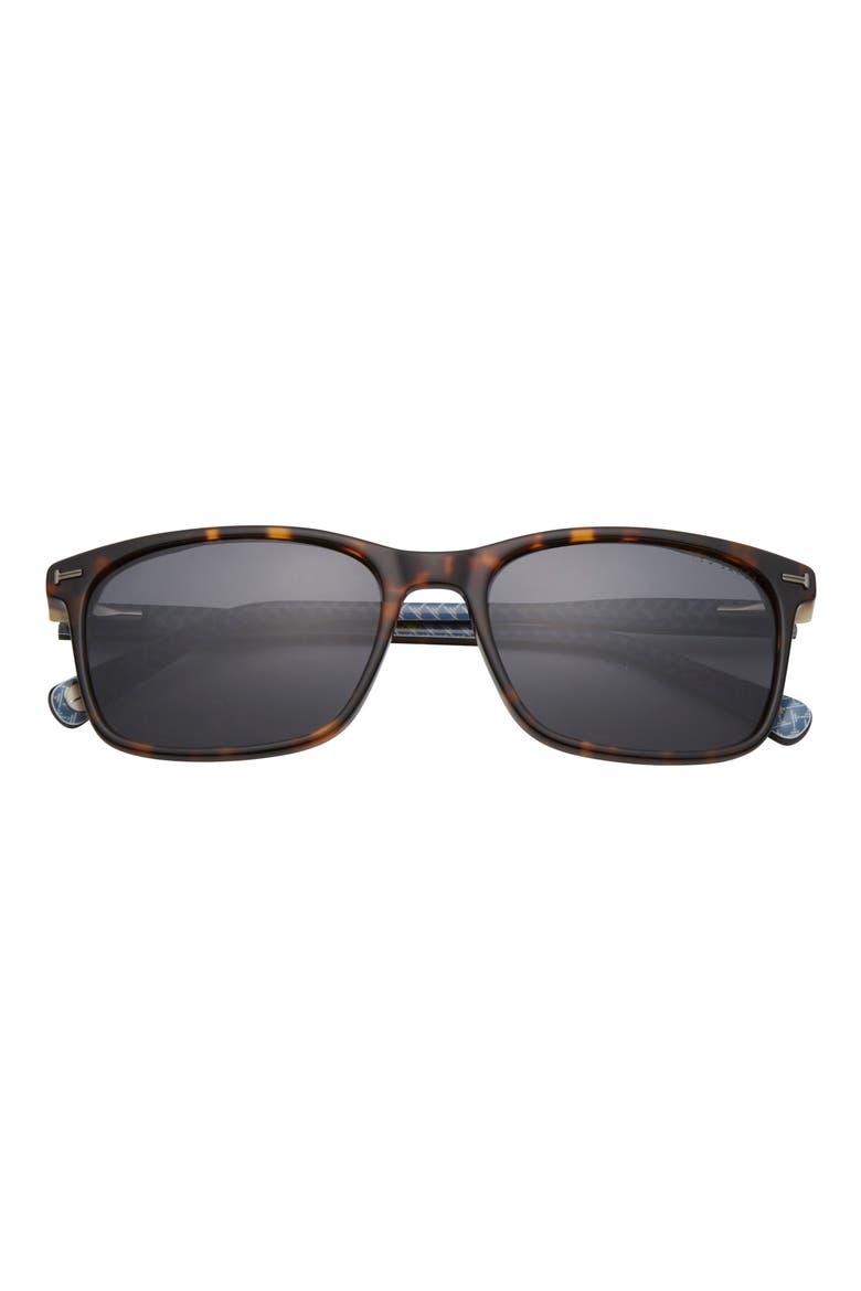 56mm Polarized Rectangular Sunglasses, Main, color, TORTOISE