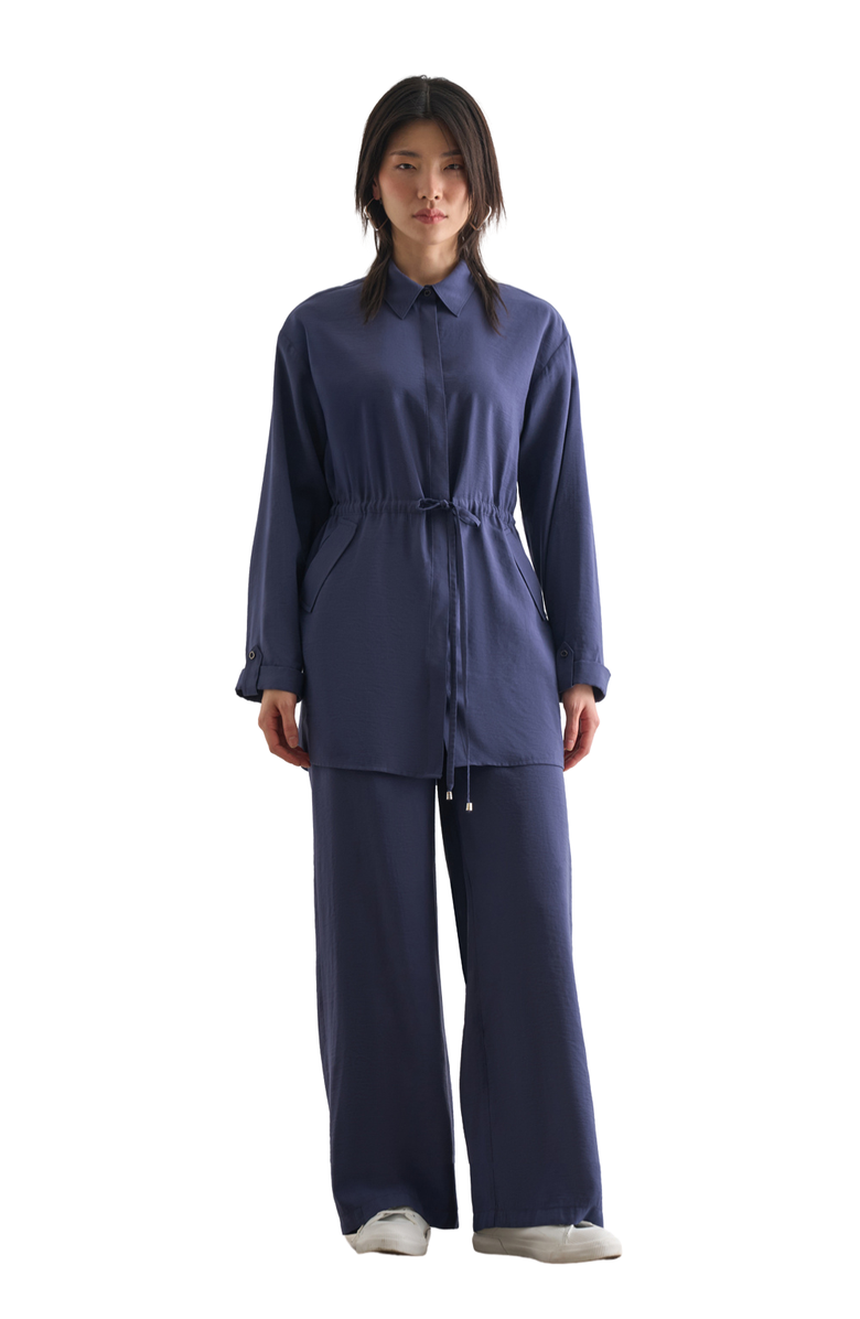 Mizalle Light Weight Cinch Waist Tunic, Main, color, Indigo