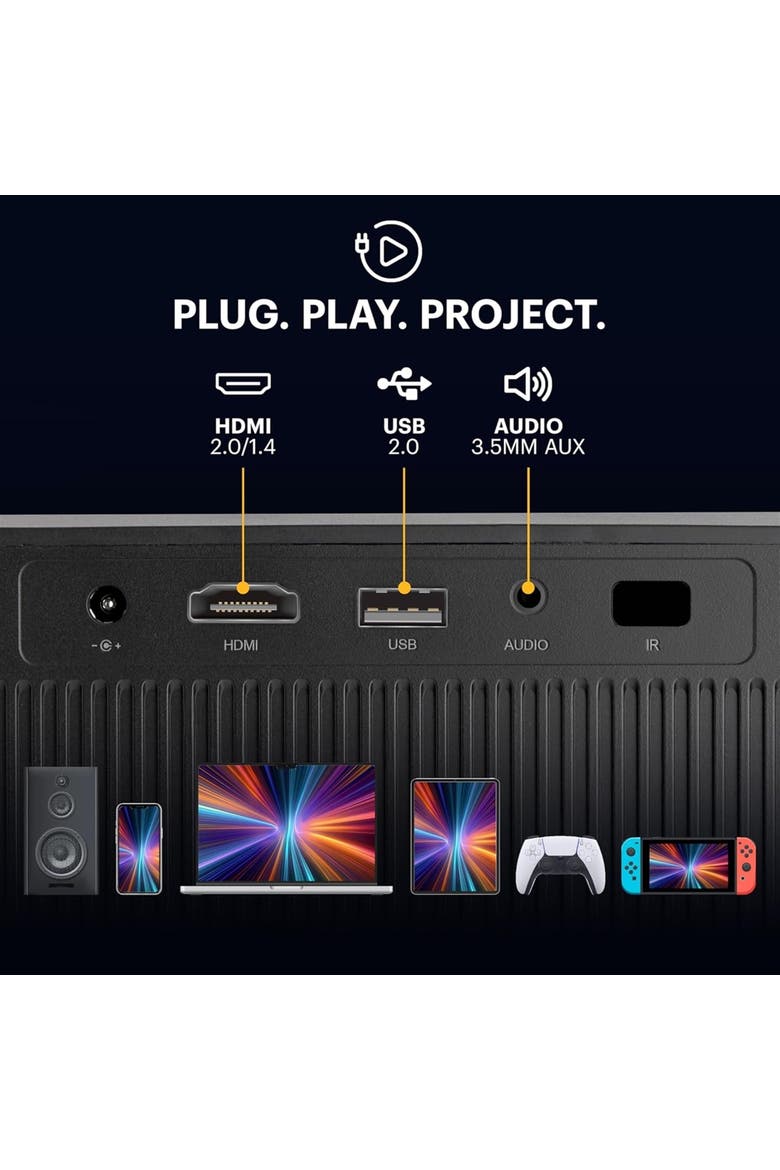 Flik X20 Smart Projector, 1080p Portable Projector with Google TV Dongle Built-In, Alternate, color, Black