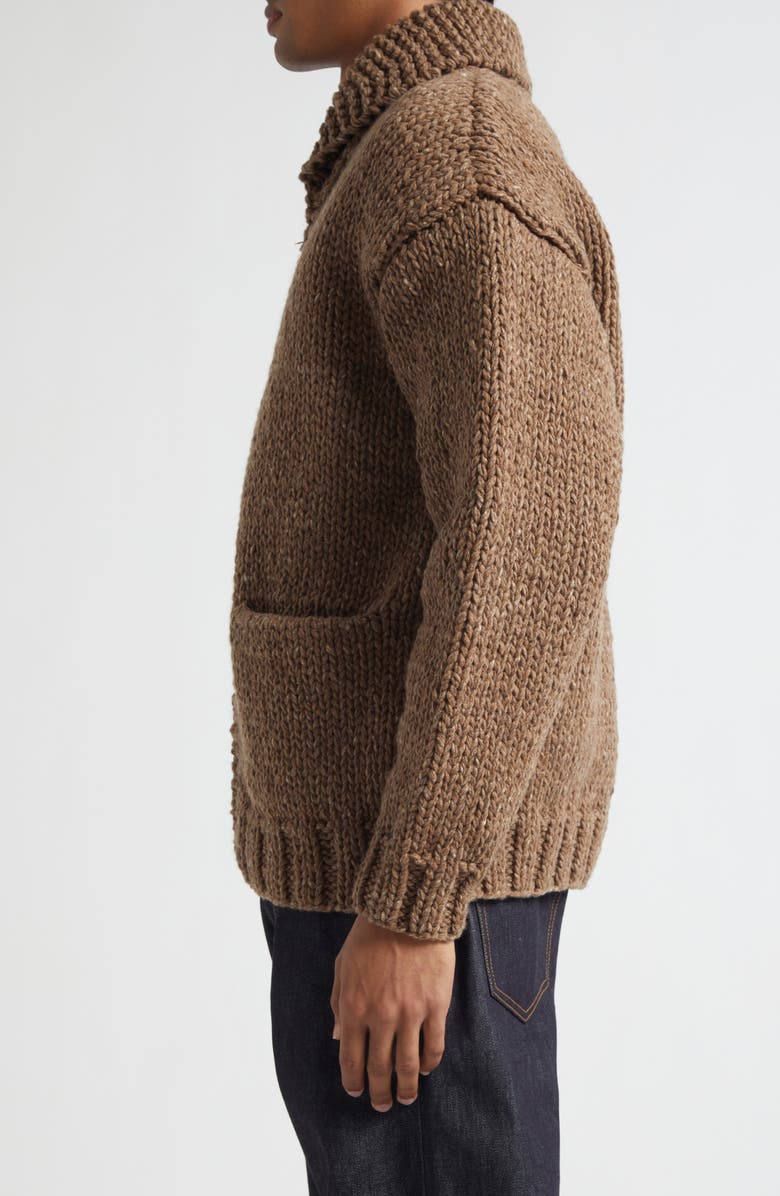 VISVIM Hand Knit Full Zip Wool & Cashmere Cardigan, Alternate, color, Brown