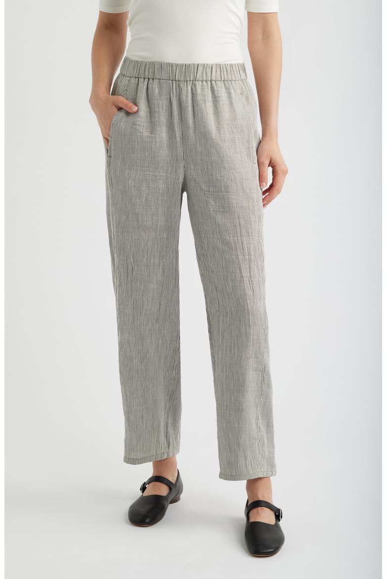 Stripe Linen Blend Ankle Pants, Main, color, WREN