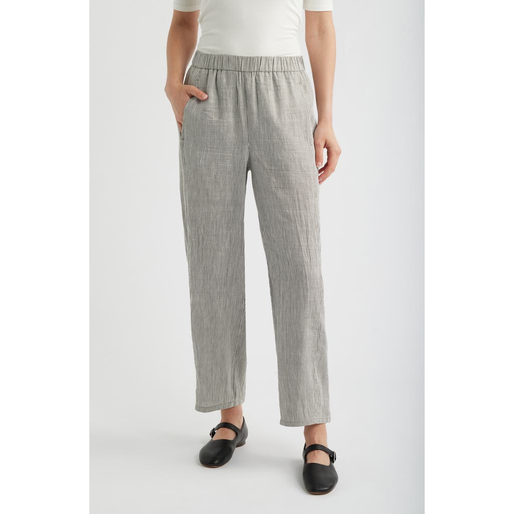 Eileen Fisher Stripe Linen Blend Ankle Pants in Wren at Nordstrom, Size X-Small