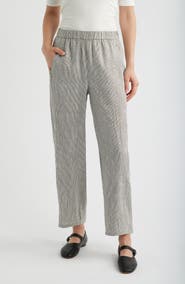 Eileen Fisher Stripe Linen Blend Ankle Pants