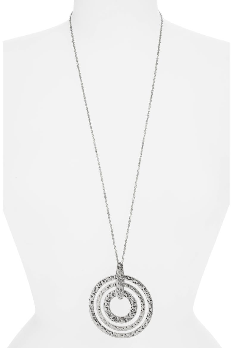 Circle Pendant Necklace, Main, color, SILVER