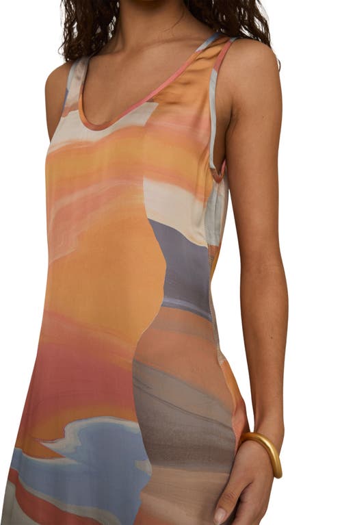 Reiss Coral Sunset Print Sleeveless Slip Dress