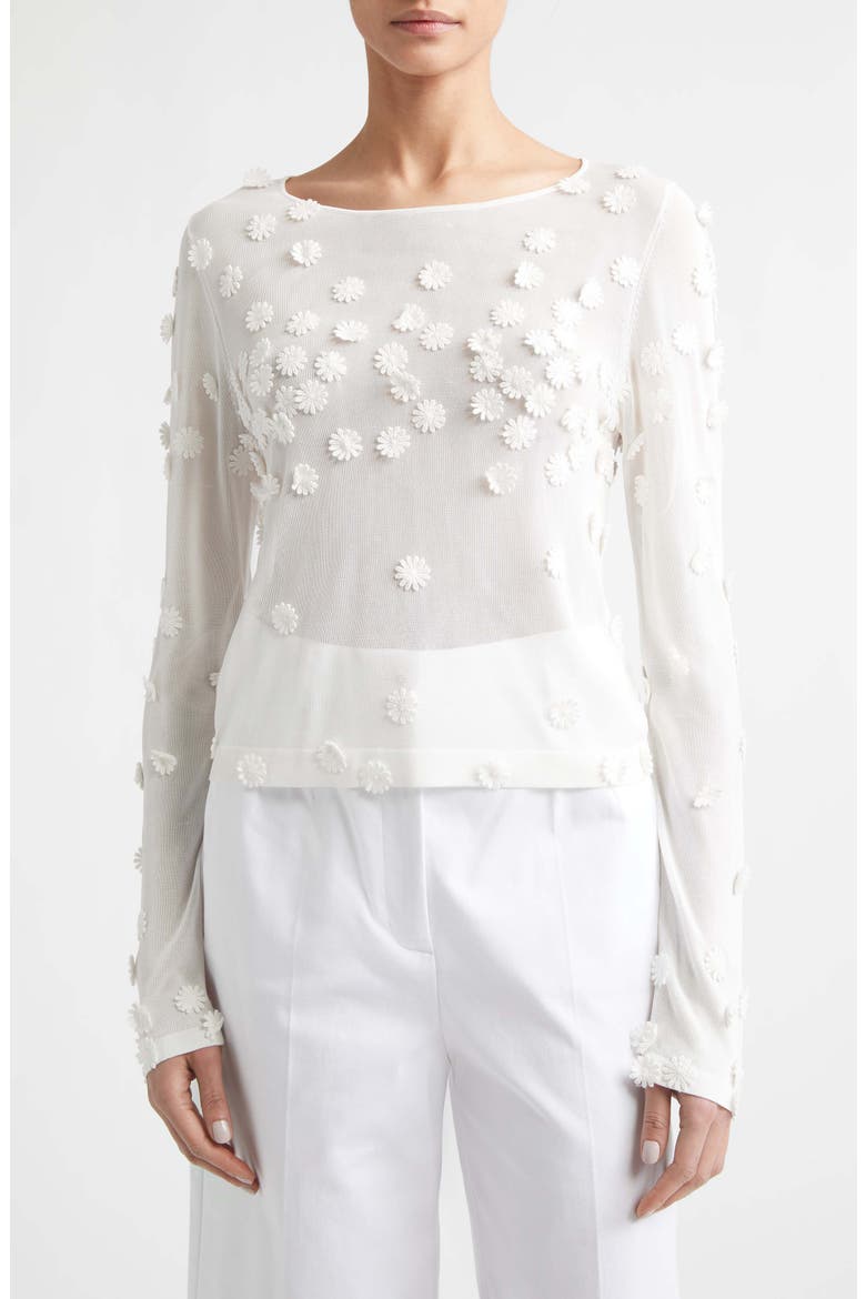 Carter Flower Appliqué Sweater, Main, color, 000102 IVORY