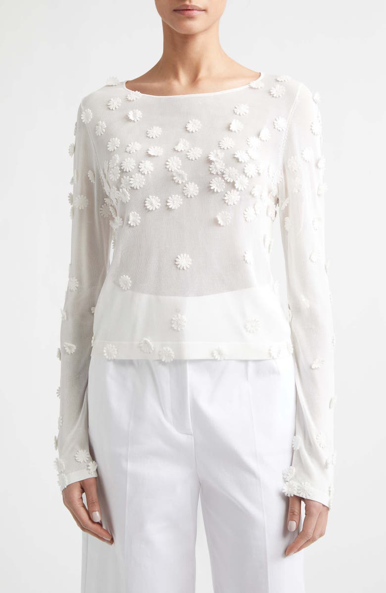 Altuzarra Carter Flower Appliqué Sweater, Main, color, 000102 Ivory
