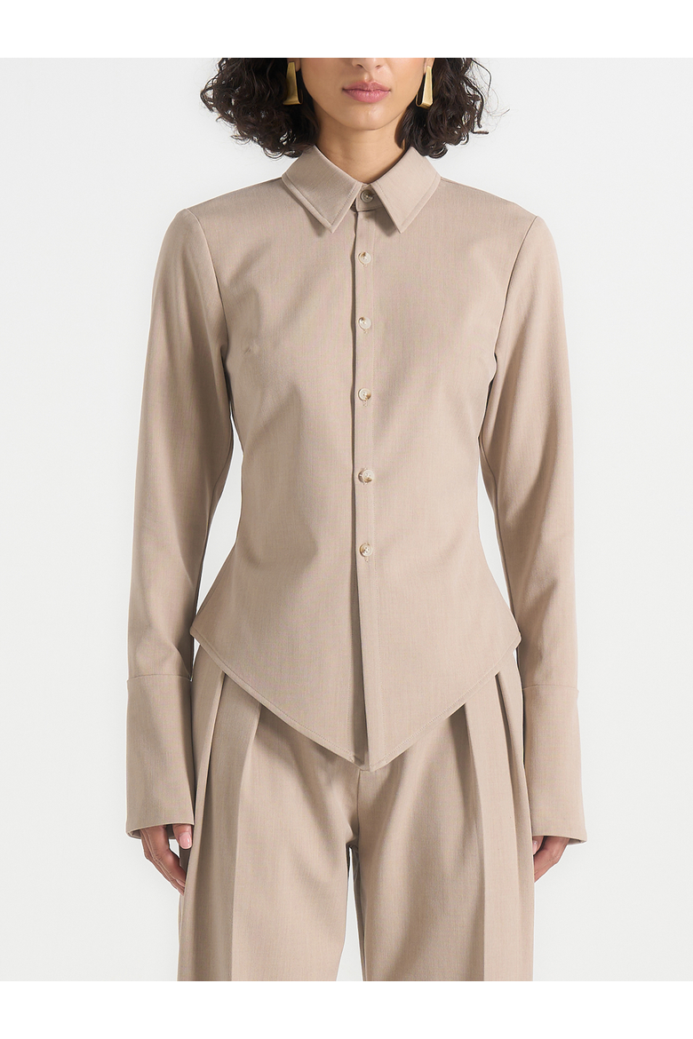 Sonia Tailored Cinch Shirt, Main, color, Beige