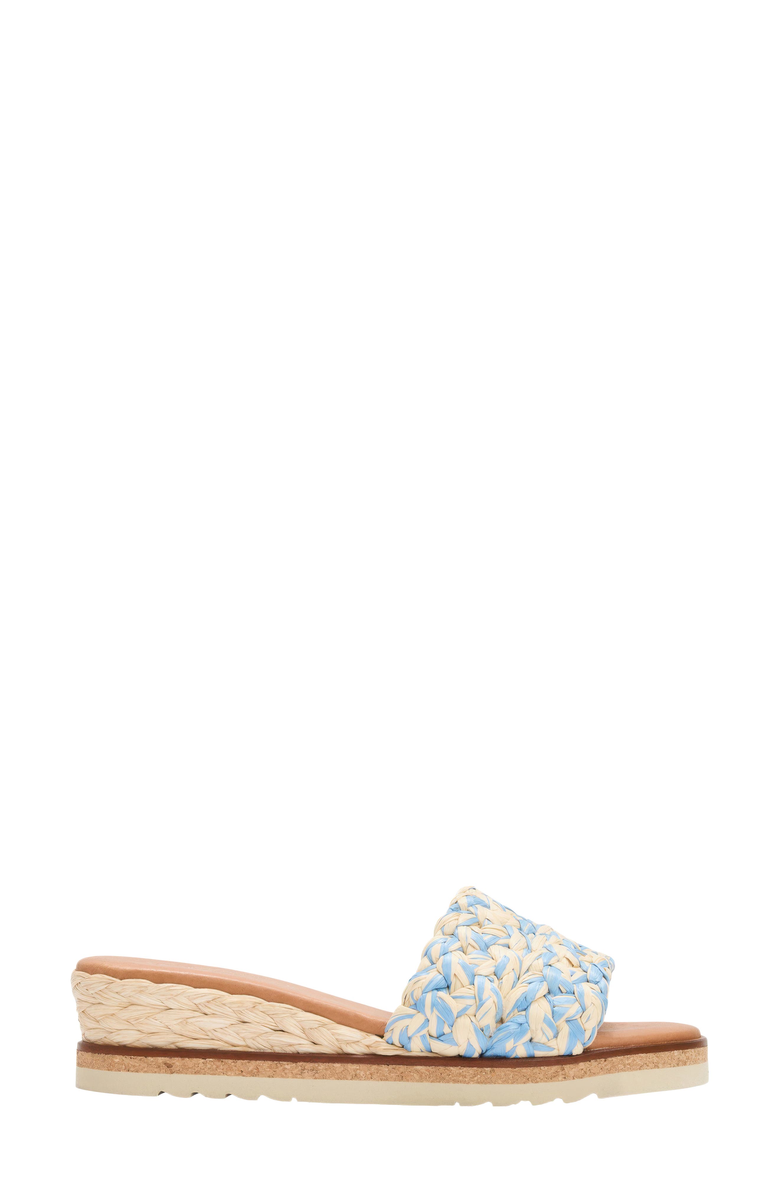 André Assous Nessie Wedge Sandal, Alternate, color, Natural/ Sky Blue
