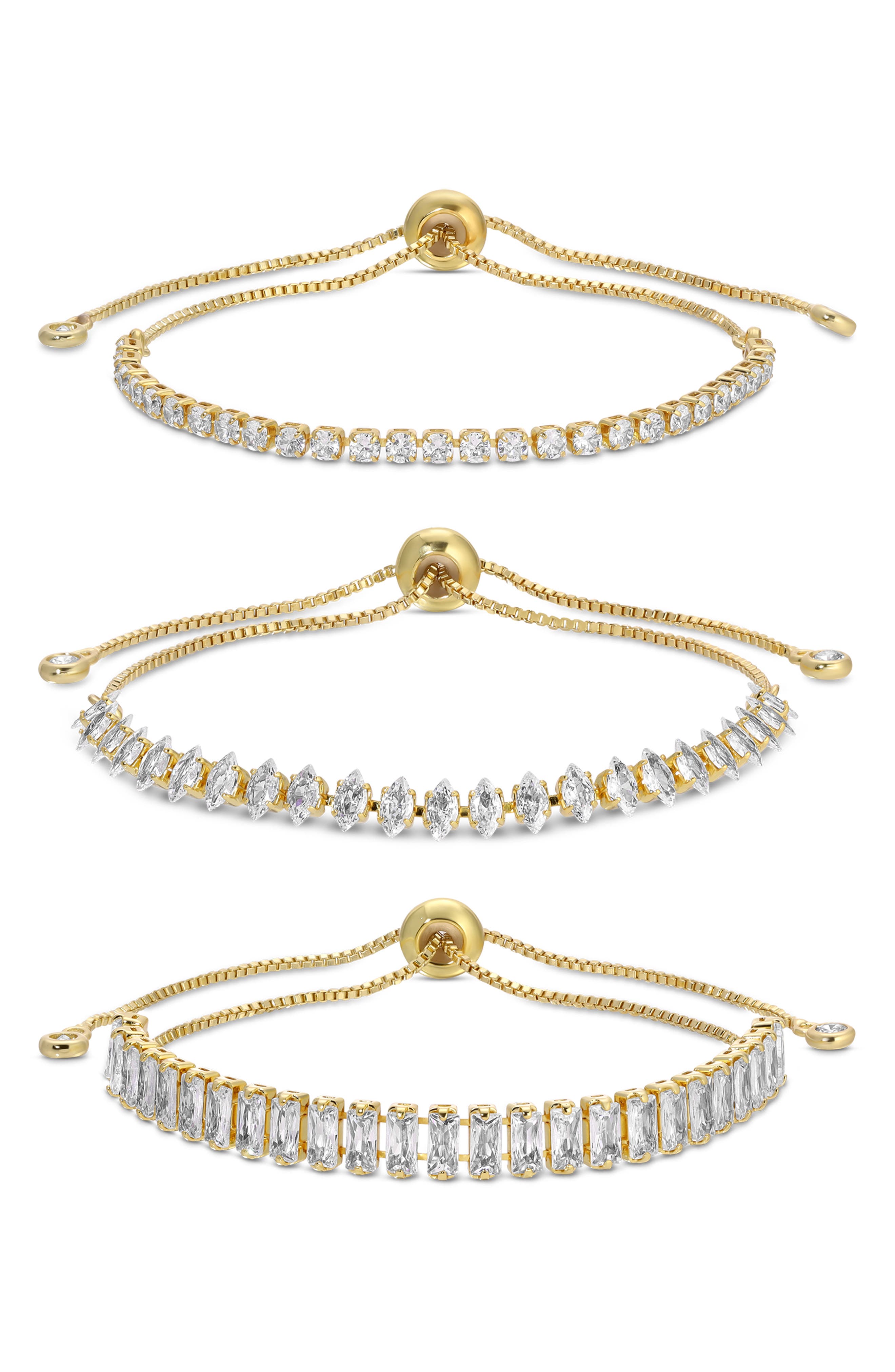 EYE CANDY LOS ANGELES CZ Chain Bracelet Set of 3
