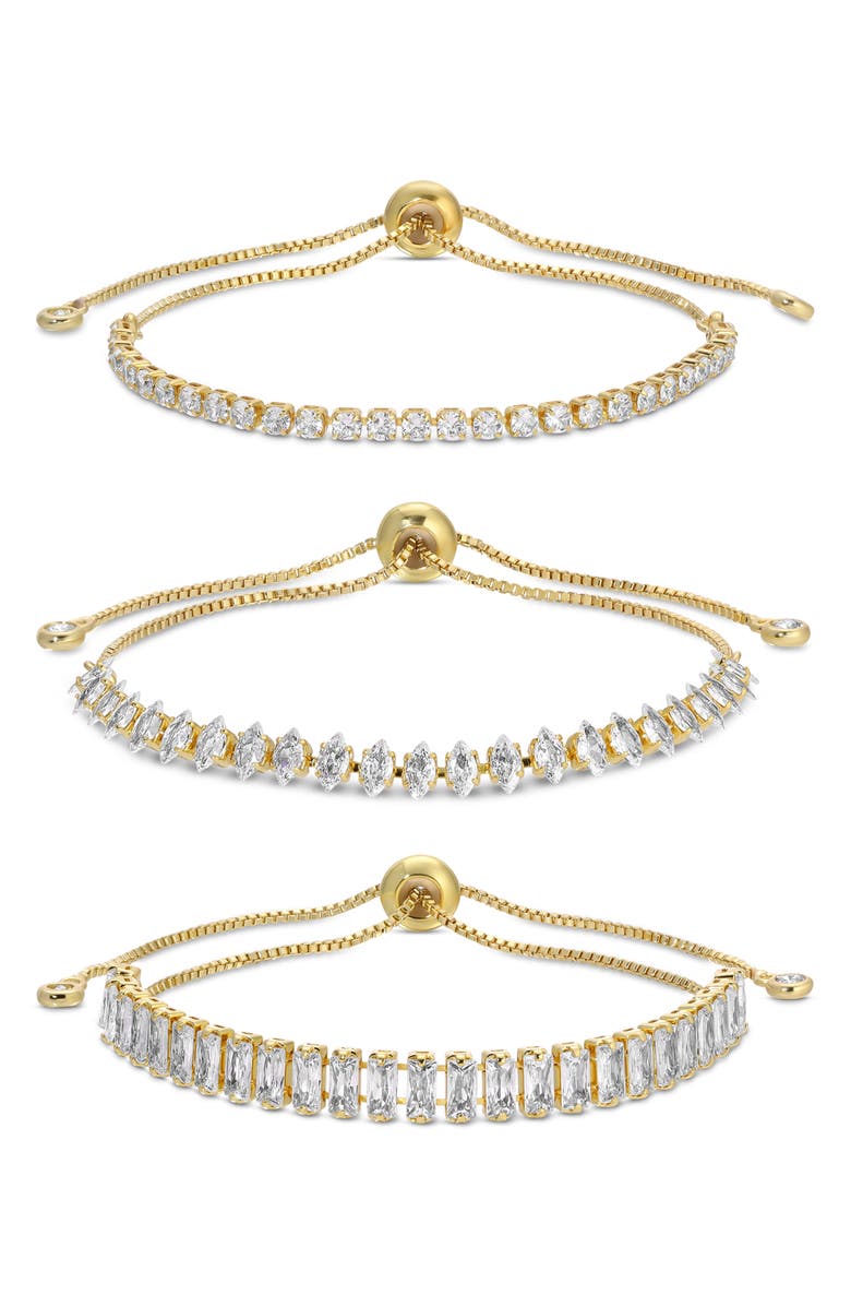 EYE CANDY LOS ANGELES CZ Chain Bracelet Set of 3, Main, color, Gold
