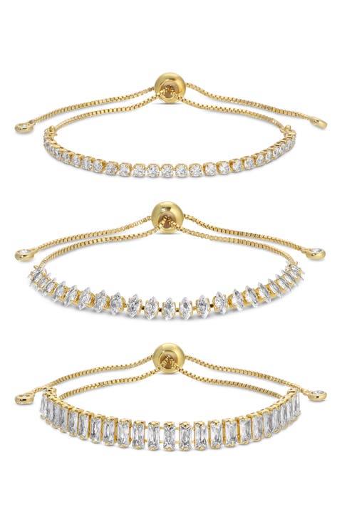 CZ Chain Bracelet Set of 3