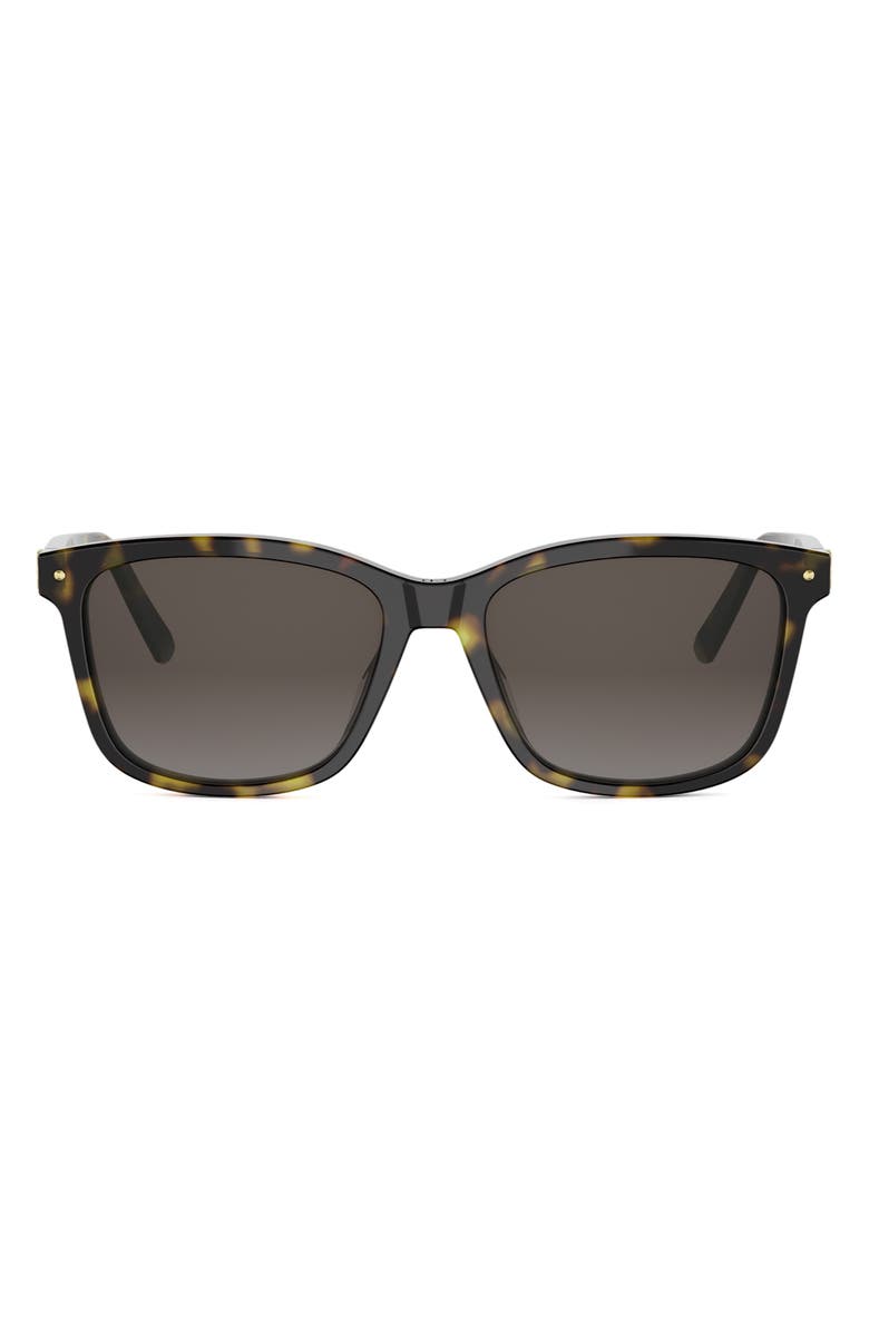 DIOR Petit CD S2I 54mm Rectangular Sunglasses, Main, color, Dark Havana / Gradient Brown