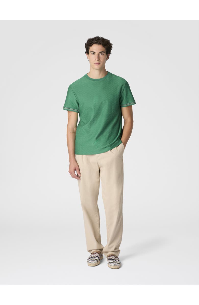 UM Crew-neck Cotton Jacquard T-shirt With Tone-on-tone Zigzag Design, Alternate, color, Green