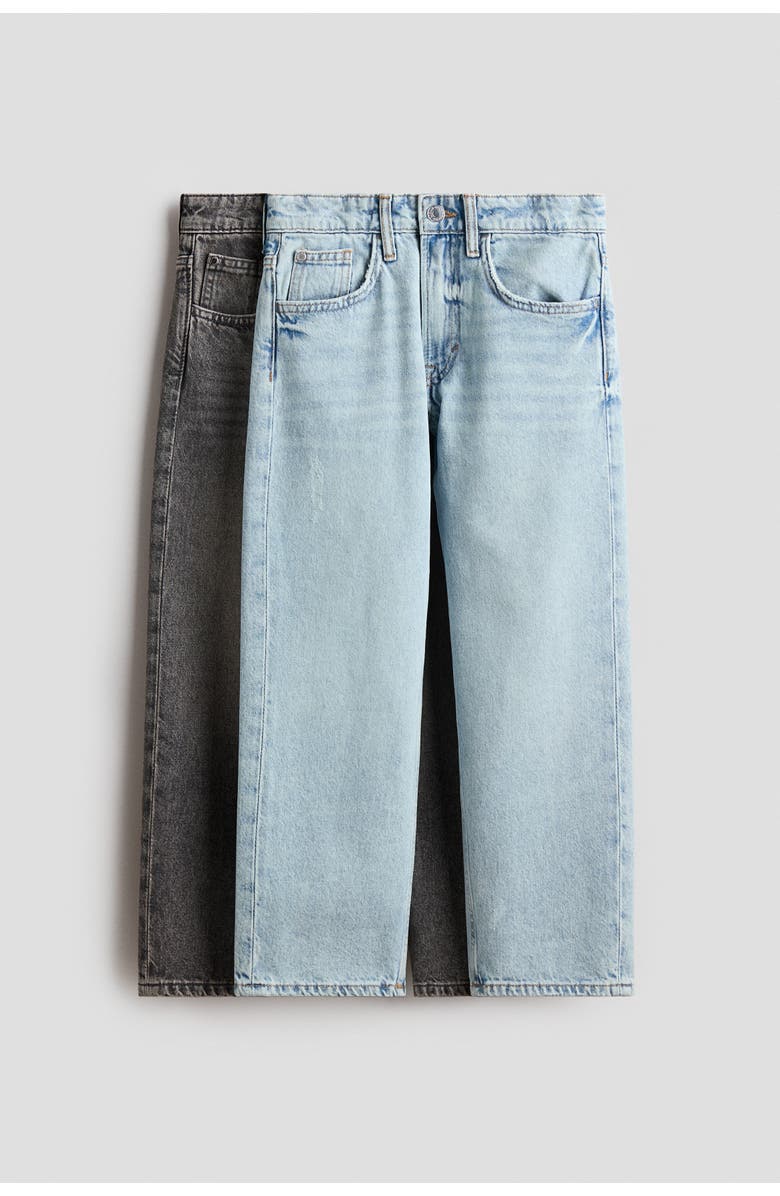 H&M 2-pack Loose Fit Jeans, Main, color, Gray/Light Denim Blue
