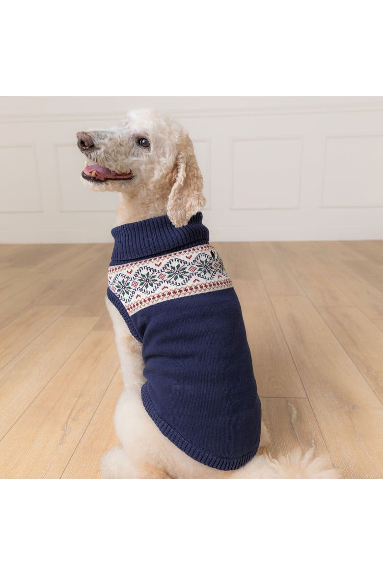 Organic Fair Isle Dog Sweater, Alternate, color, Scottish Snowflake